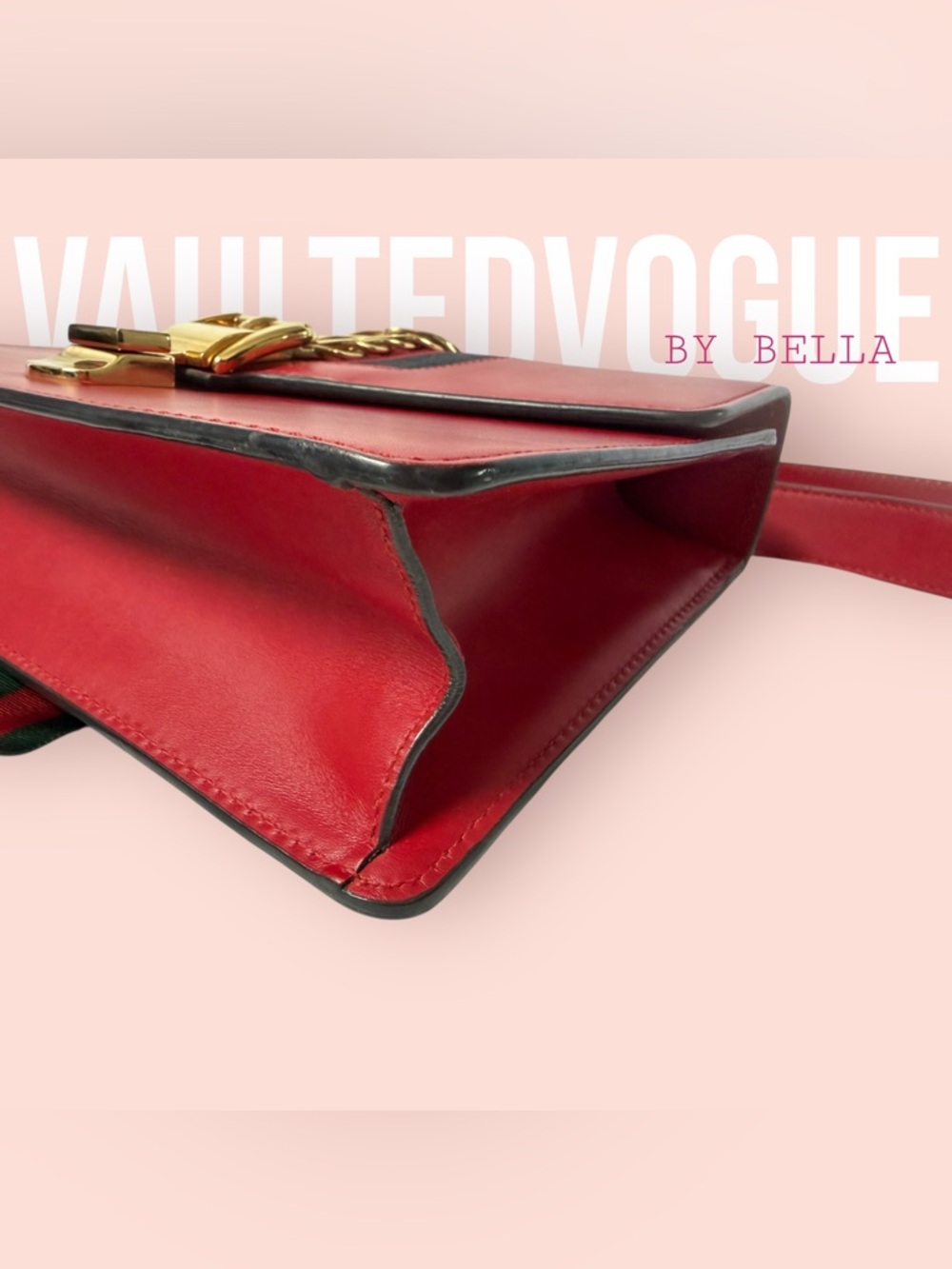 ❤️ Gucci Sylvie Small Shoulder Bag | Red Leather | Web Stripe | Authentic ❤️ - Picture 13 of 16